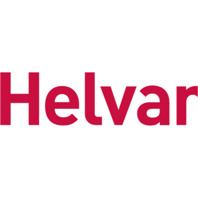 Helvar – smart belysning och styrsystem Helvar logotyp i röd text mot transparent bakgrund.